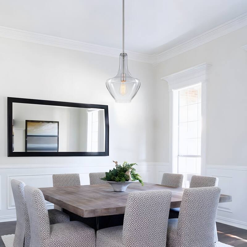 Starsky 1-light Modern Teardrop Pendant Light with Thick Clear Glass Shade