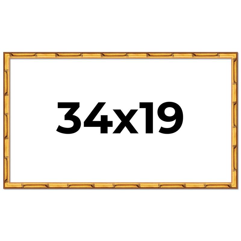 34x19 Frame Gold Bamboo Picture Frame Modern Photo Frame Includes UV Acrylic Shatter Guard Front Acid Free Foam Backing Board