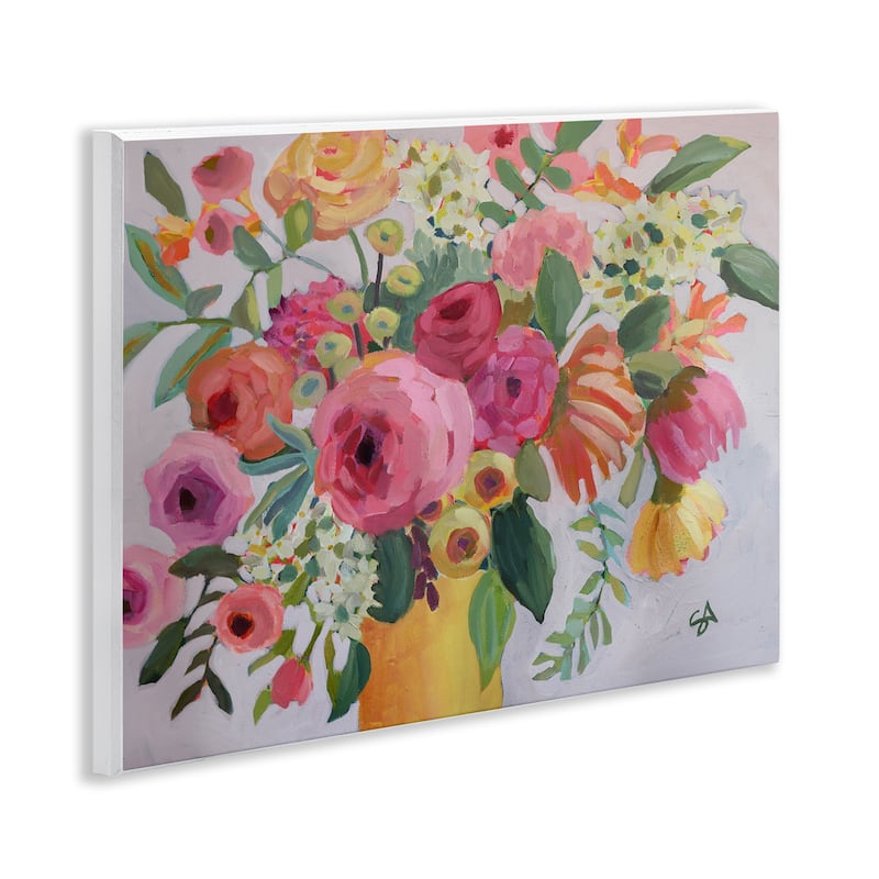 Stupell Assorted Flowers in Pink & Yellow Wall Plaque Art Design By Suzanne Allard