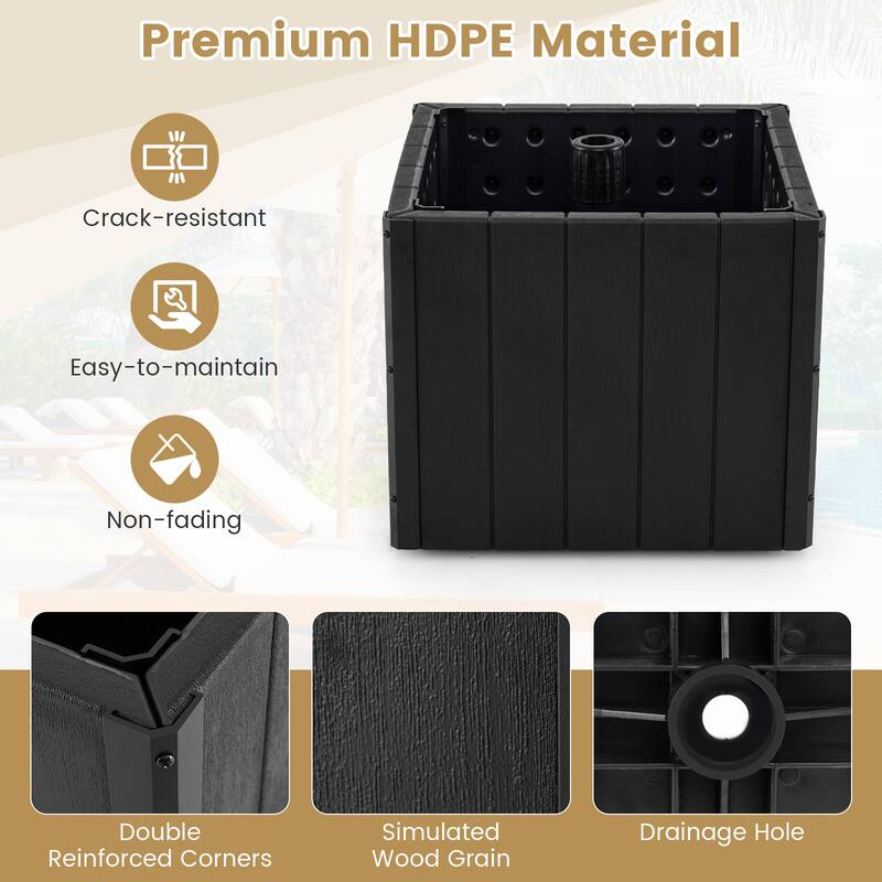 Gymax 2-in-1 Outdoor Umbrella Base Planter w/Flower Box 4 Rolling