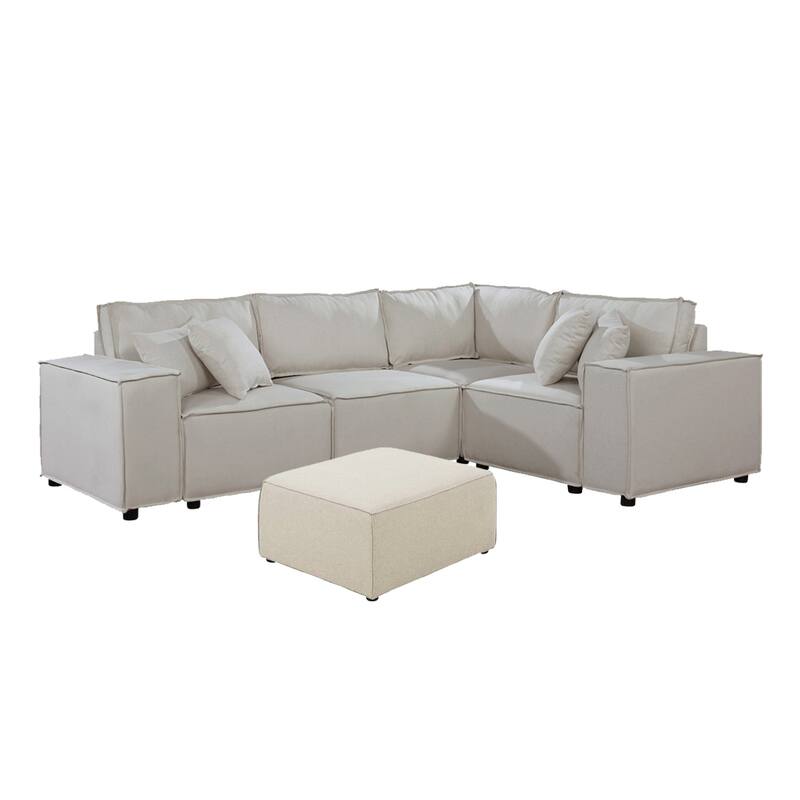 Modular Sectional Sofa with Ottoman - Beige