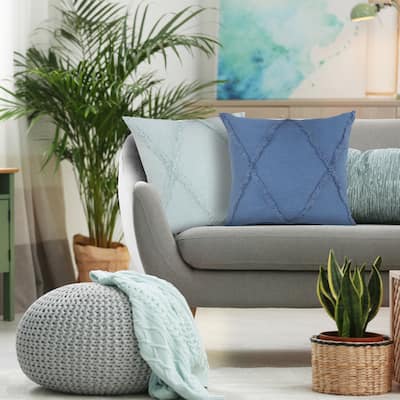 Sevita Resse Hand-Tufted Cotton Throw Pillow, 20" x 20".