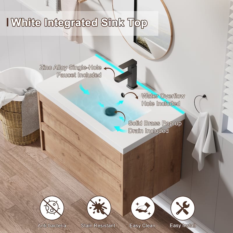 Wall Mounted Bathroom Vanity Sink Combo Cabinet Vanity Set