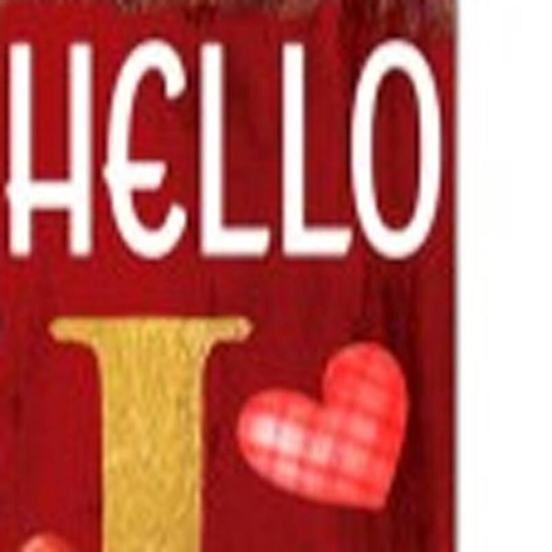 HomeRoots 72" Red And Gold Solid Wood Hello Love Valentine's Day Porch Sign