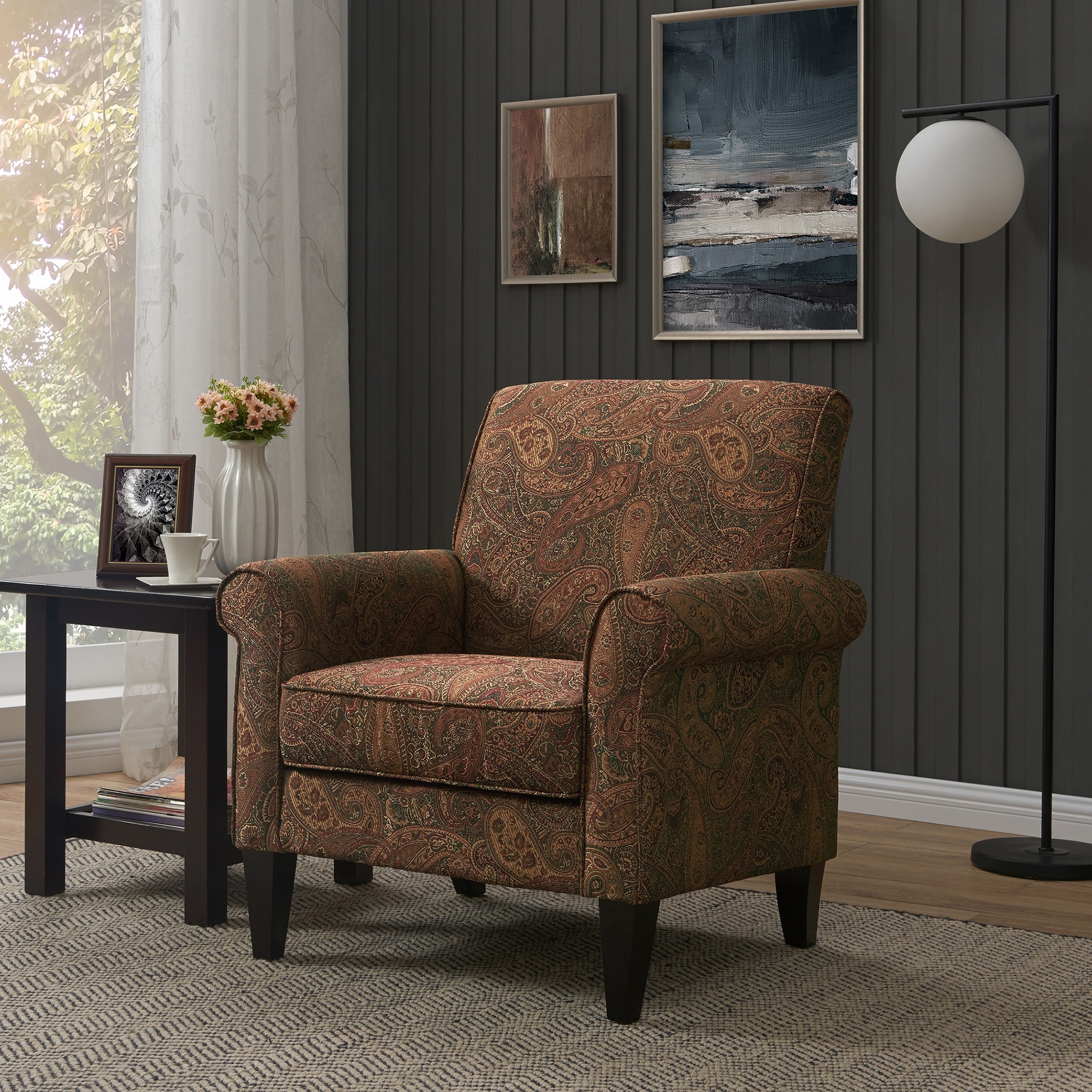 Paisley accent outlet chair with arms