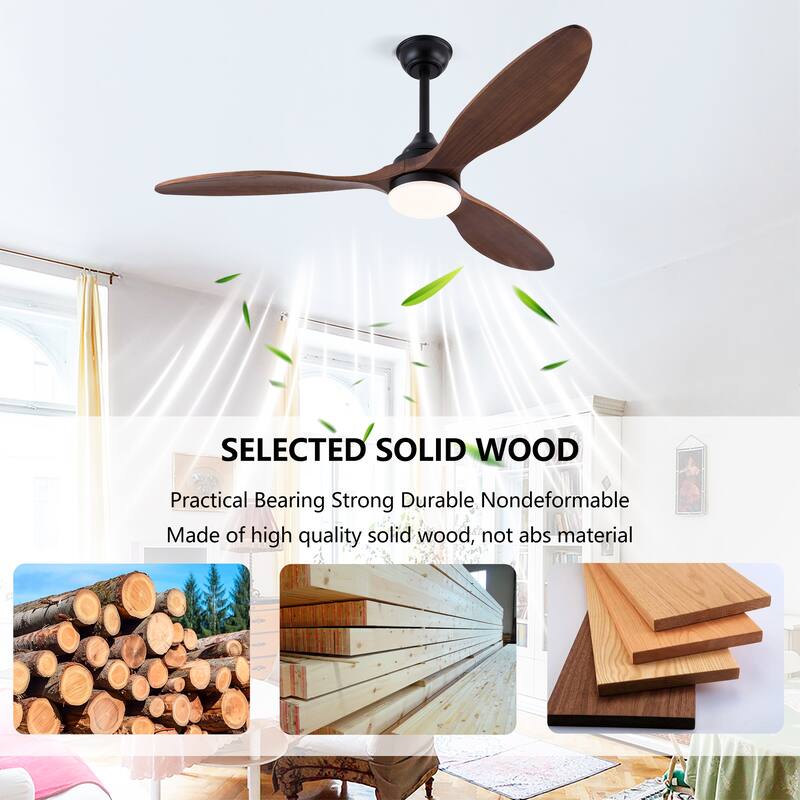 52" Ceiling Fans w/ Lights, Dimmable LED, Remote Control Reversible DC Motor