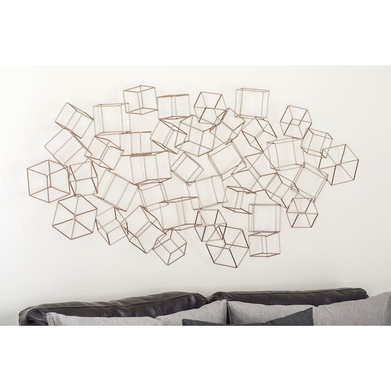 Metal Geometric 3D Square Home Wall Decor - Black or Gold - Roche River Decor