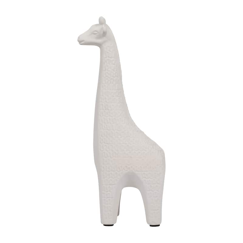 Sagebrook Home Clay Giraffe 12-Inch Loopy Pattern in Ivory, Charming Figurine - 5" x 4" x 12" - 5" x 4" x 12" - Loopy Pattern Ivory/beige