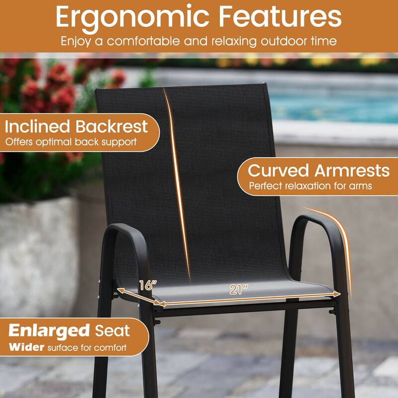 Costway 2 PCS Outdoor Bar Stools 29" Fabric Bar Height Stools with - See Details