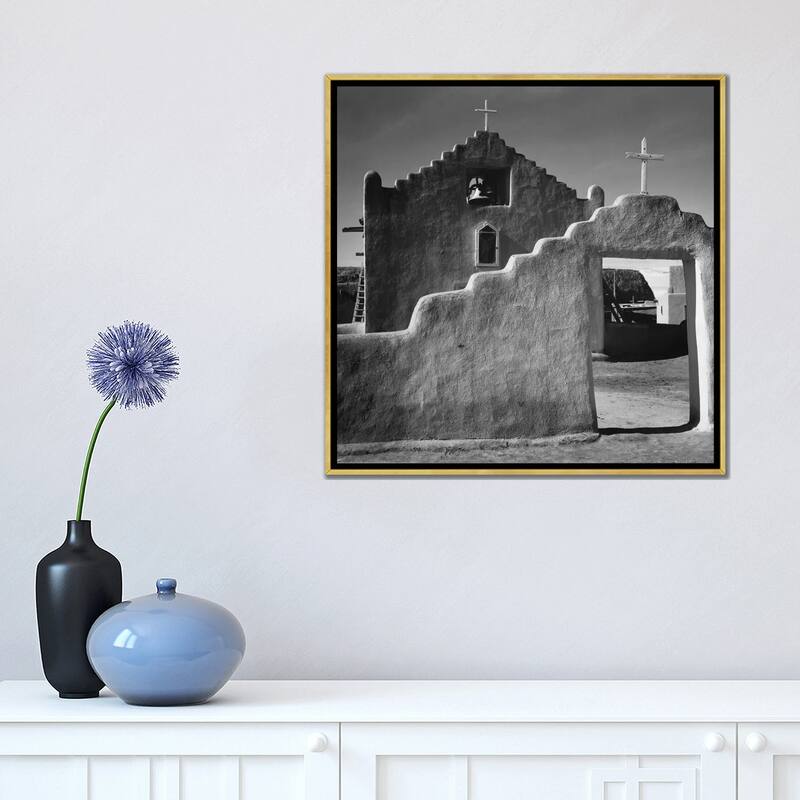 iCanvas "Church, Taos Pueblo, New Mexico, 1941" by Ansel Adams Framed Canvas Print