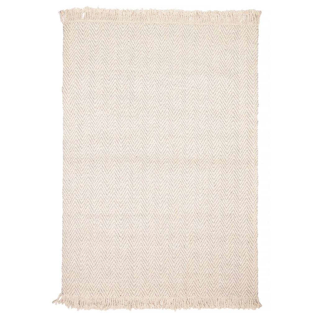 ECARPETGALLERY Braid weave Sienna Beige Wool Rug - 5'3 x 7'7