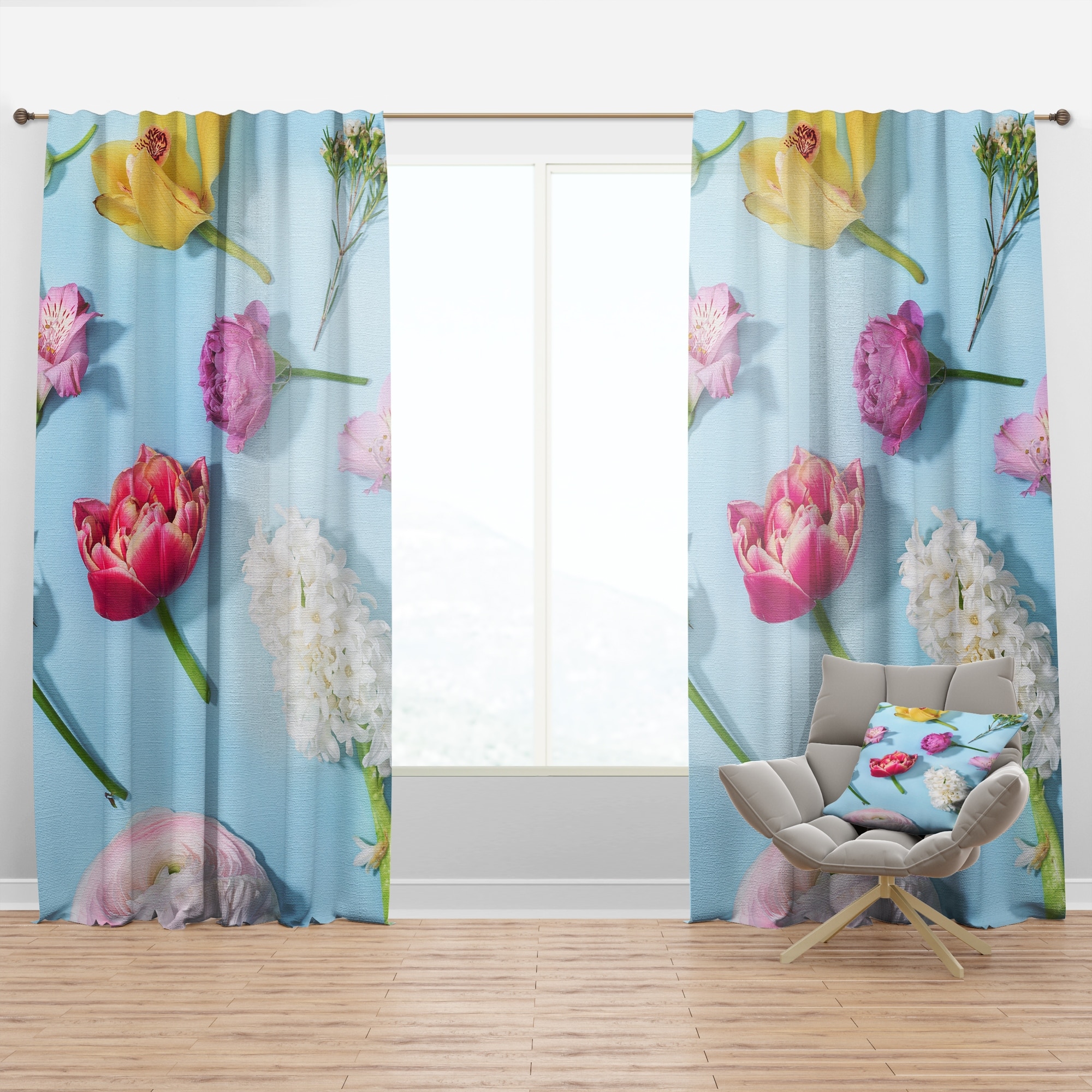 Designart Fresh Beautiful Blooming Flowers Floral Curtain Panel Overstock 29625724