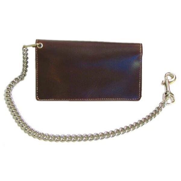 Men's 7 in Premium Tall Credit Card Leather Biker Wallet with Chain CP340 - 7" x 3.5"