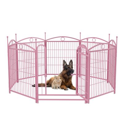 Dog Playpen 32 inch 8 Panels Metal Dog Pen Pet Dog Fence with Doors, Heavy Duty Dog Fence Puppy Pen Foldable Pet Exercise Pen