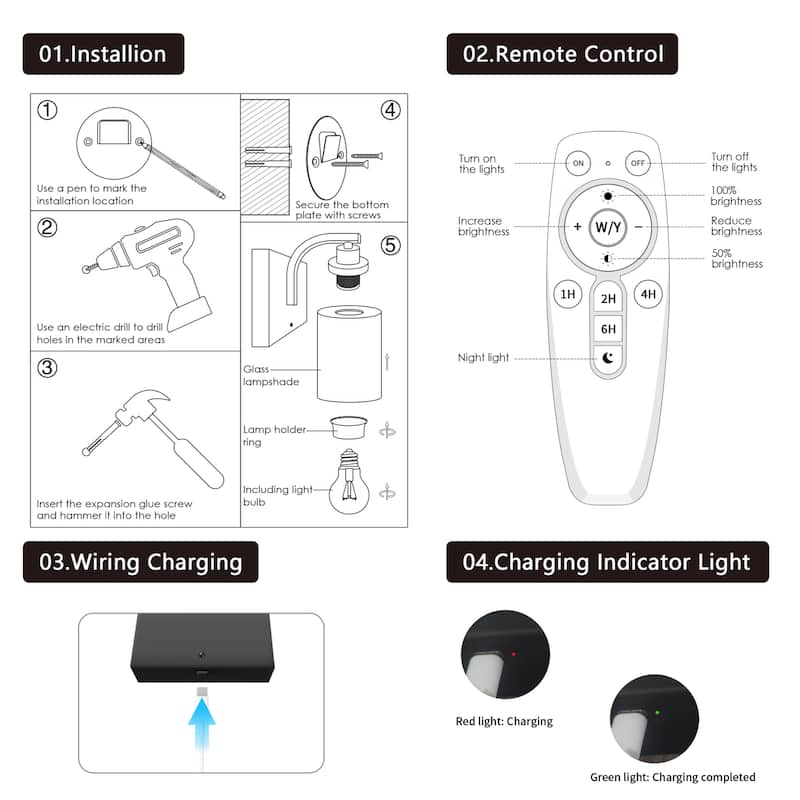 C Cattleya 2 Pack Battey Operated Rechargeable Dimmable Indoor Wall Sconce Light