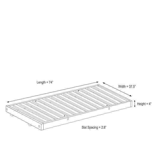 Twin Size Solid Wood Trundle Bed Frame Minimalist Swedish Design with Slats and Wheels No Box Spring Needed