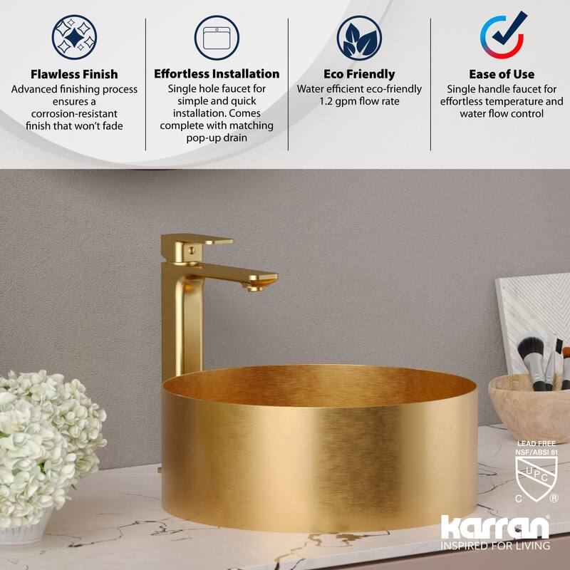 Karran USA KBF512 Venda 1.2 GPM Vessel Single Hole Bathroom Faucet