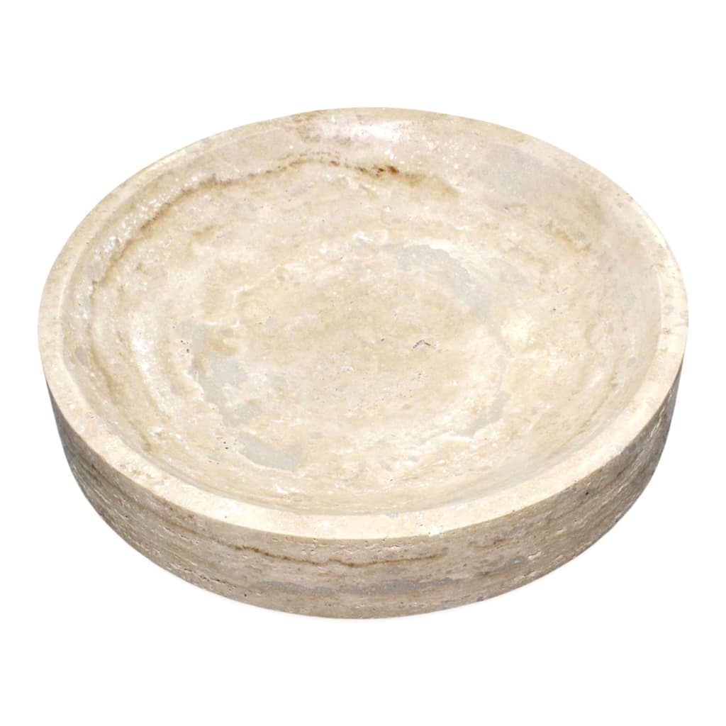Travertine Chip Bowl Lg. 14"x14"x2.5" -ST