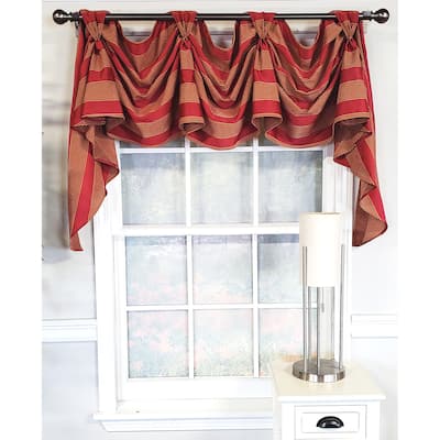 RLF Home Design Ribbon Stripe Victory Swag 3-Scoop Window Valance