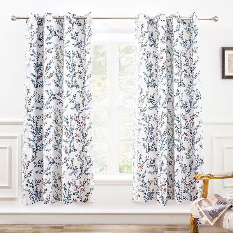 DriftAway Jasmine Watercolor Flower Curtain Panel - Multi - 52" width x 63 " length