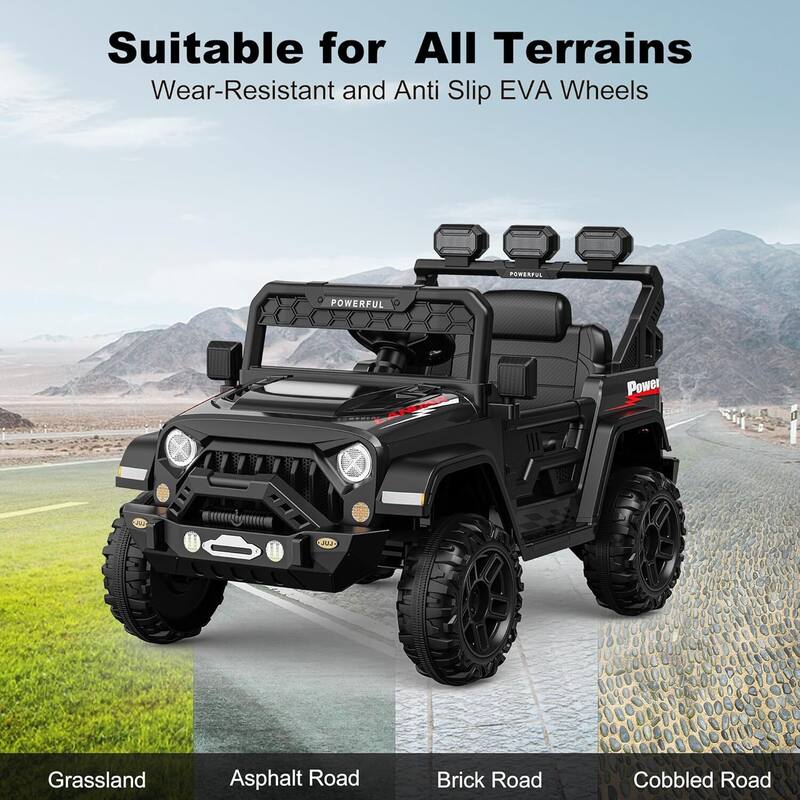 12V Kids Ride On Truck Car with LED, Bluetooth for Best Kids Gift