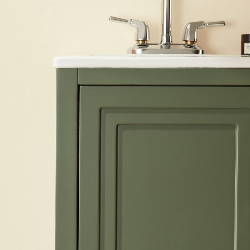 18" Fully Assembled Freestanding Bathroom Vanity with Top, Solid Wood Cabinet & Soft-Close Door and Drawer Design