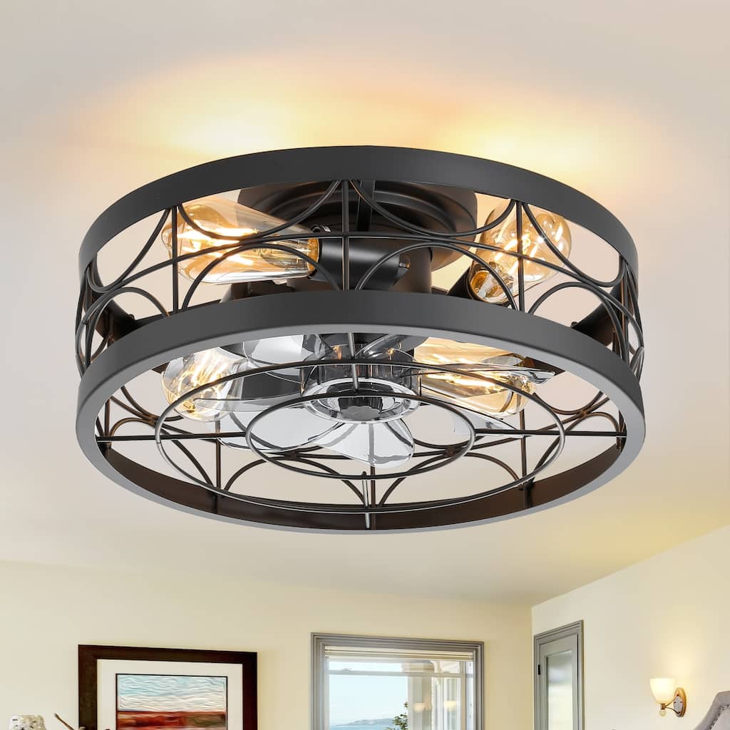 16.5"/15.7" Low Profile Ceiling Fan with Remote and Light(7-Blades)