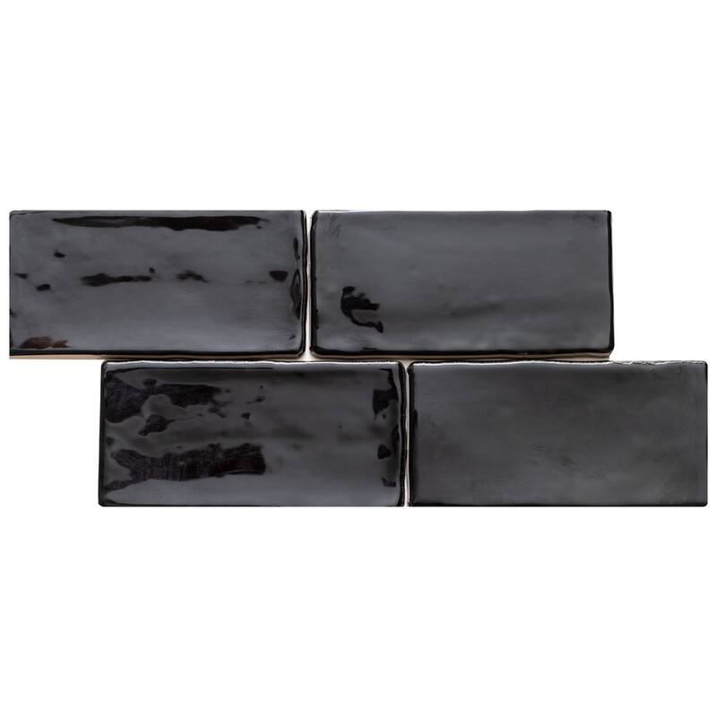The Tile Life Talavera 3x6 Black Ceramic Wall Tile