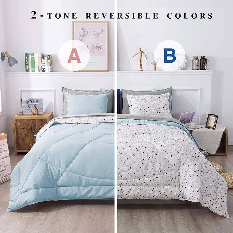 KASENTEX 5 or 7 Piece Bed in A Bag Microfiber Down Alternative Comforter Bedding Set with Sheets and Pillow Cases All Season - Sea Turtle Teal - Queen