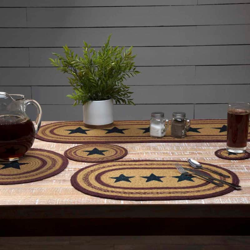 Potomac Jute Placemat Stencil Stars Set of 6 12x18 - Placemat 12x18