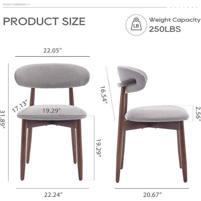 Modern Fabric Upholstered Kitchen Side Chairs, Farmhouse Dining Room Chair with Foot Pegs