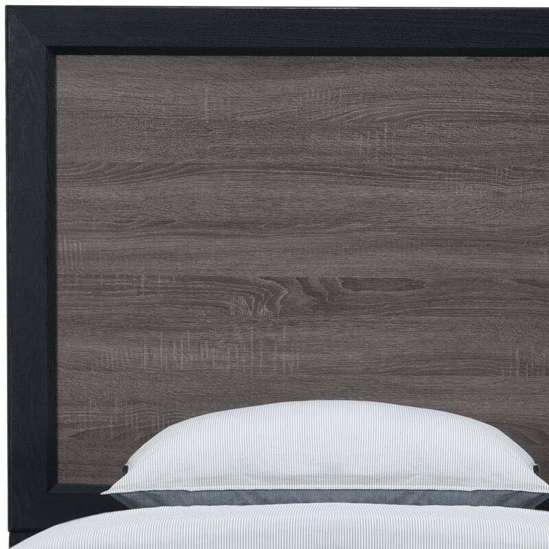 HomeRoots Black and Gray Wood Twin Bed Frame