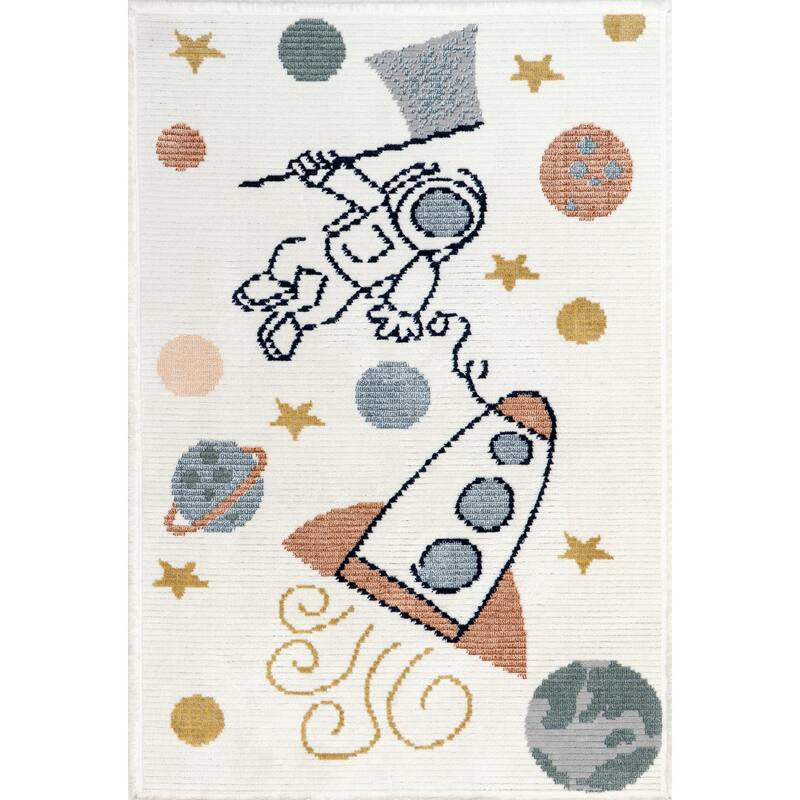 Nuloom Caree Astronaut Kids Fringe Area Rug