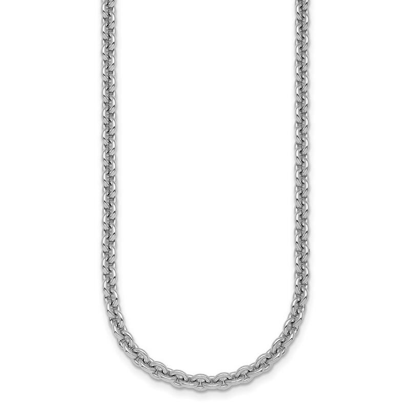 Curata 925 Sterling Silver Rhodium 3.8mm Round Link Chain Necklace for Men
