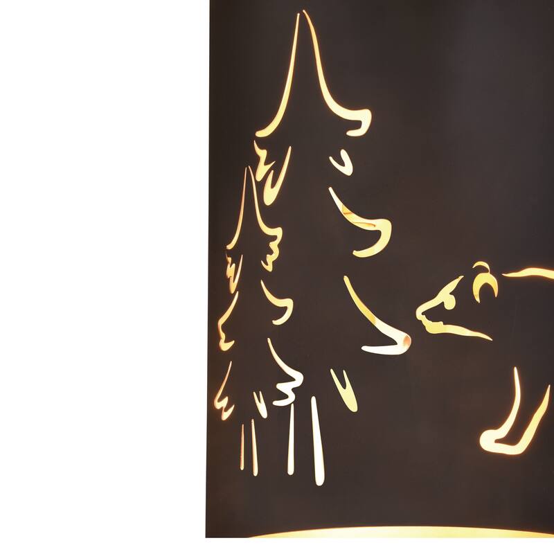 Katmai 2 Light Bronze Gold Rustic Bear Tree Flush Wall Sconce - 5-in W x 11-in H x 8-in D