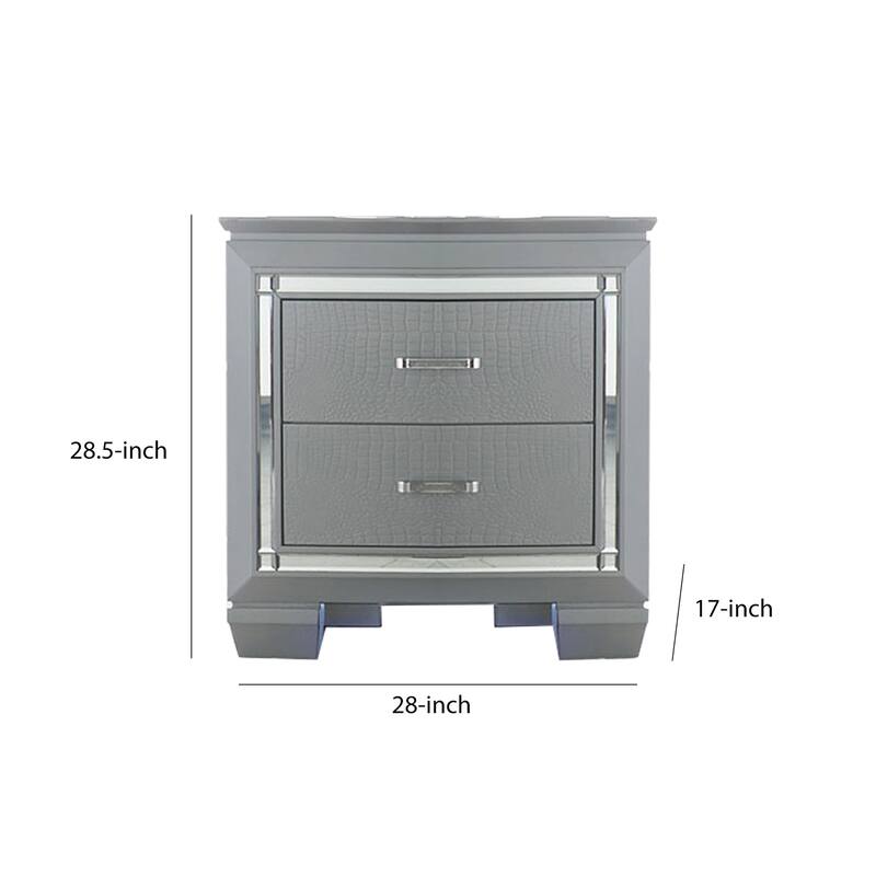 Gray 2 Drawer 17 in. W Nightstand with Sturdy Hardware and Ample Storage