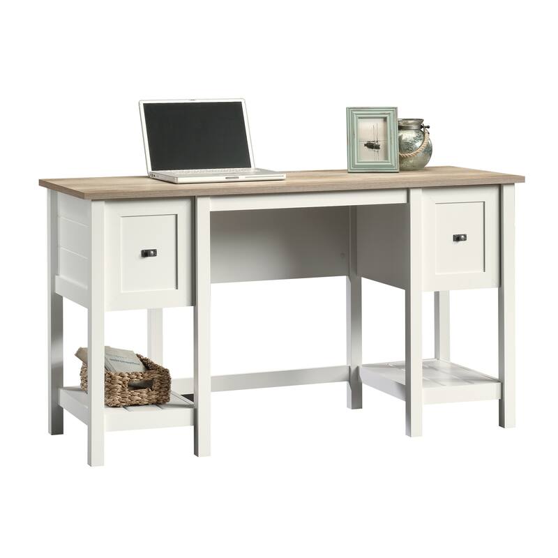 Engineered Wood Coastal Desk with Lateral File Cabinet Bundle
