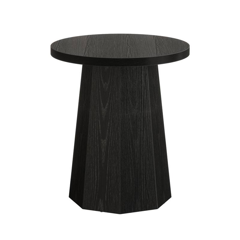 Round End Table, Wooden Couch Side Table, Nightstand Accent Furniture for Living Room, Bedroom