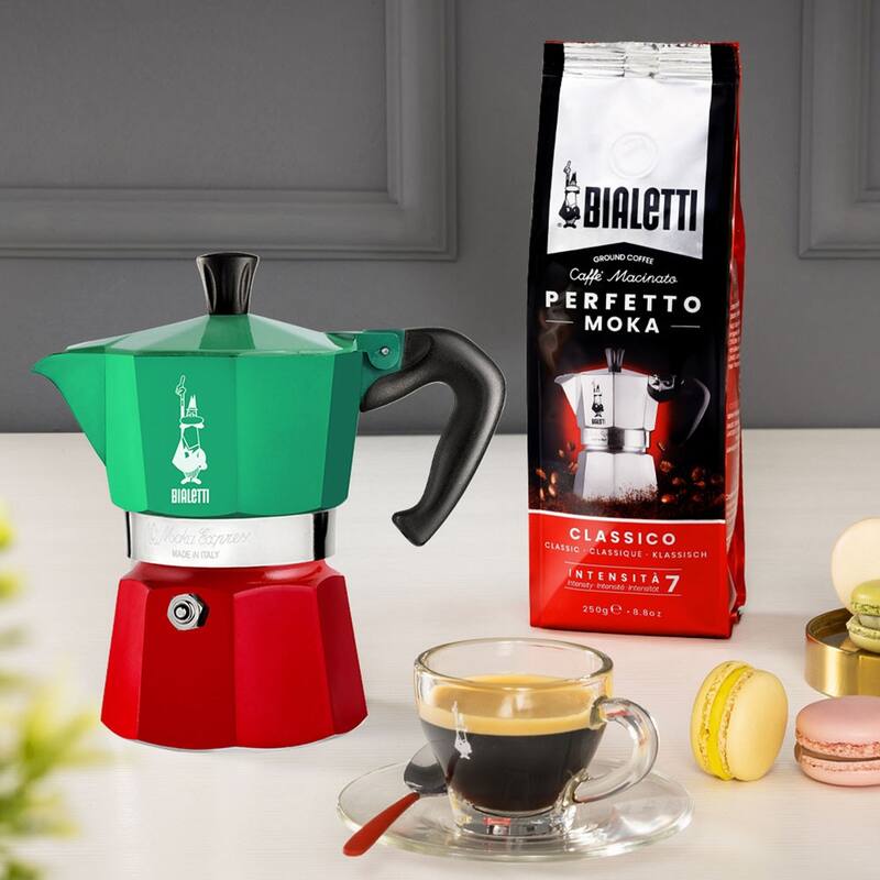 Moka 3-Cup Express Tri Color Espresso Maker, Green/Red