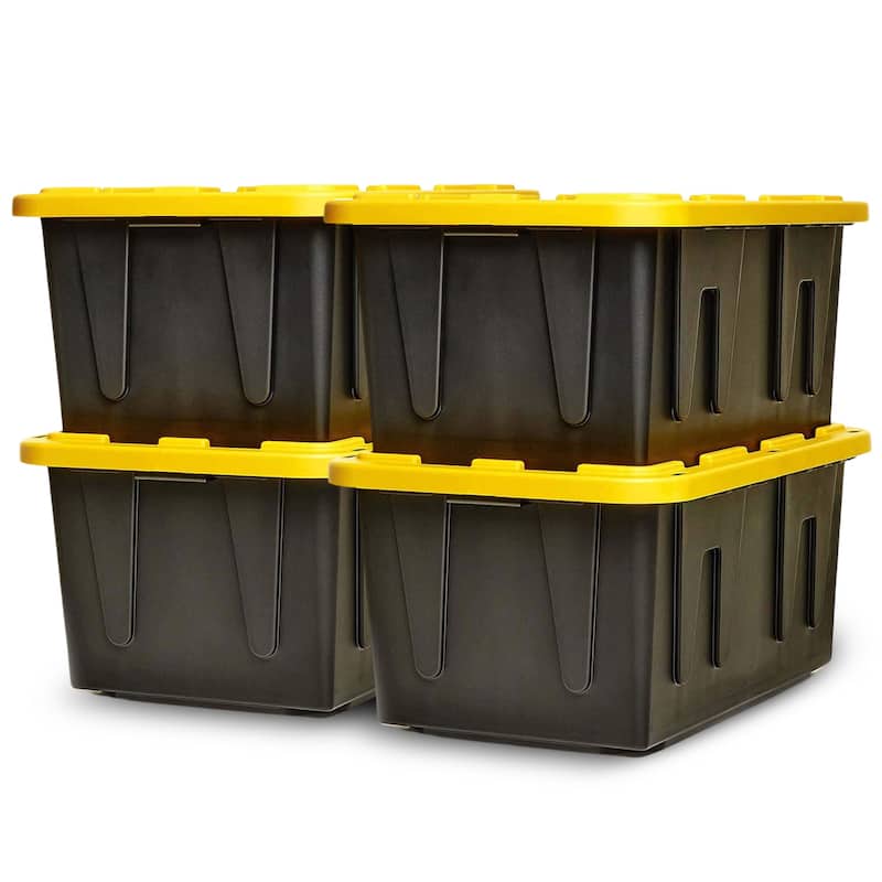 Homz Durabilt Heavy Duty 27 Gallon Plastic Organizer Storage Bin Tote (2 Pack) - 8.12
