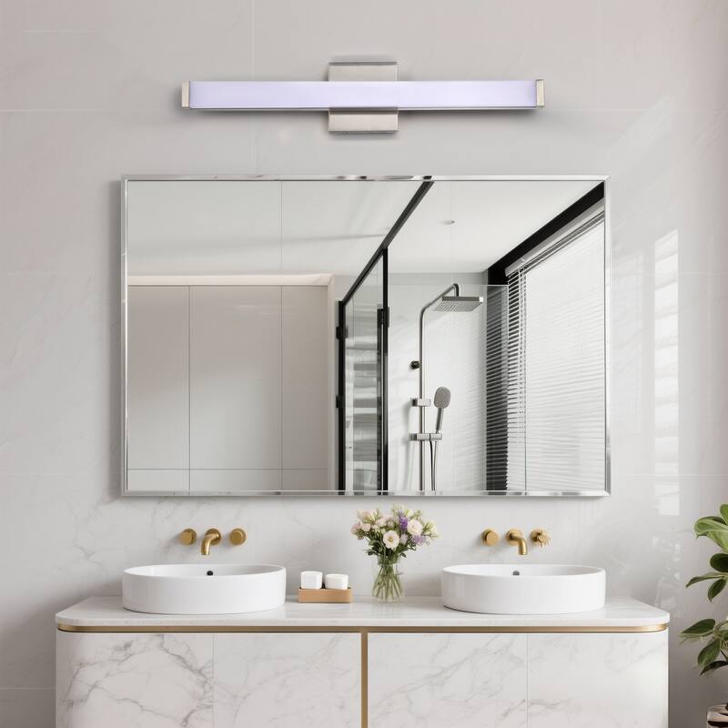 Modern Integrated LED Vanity Light Bar - 6 Variants (24in/30in, Matte Black/Brushed Nickel/Gold), 3000K, Damp Rated for Bathroom