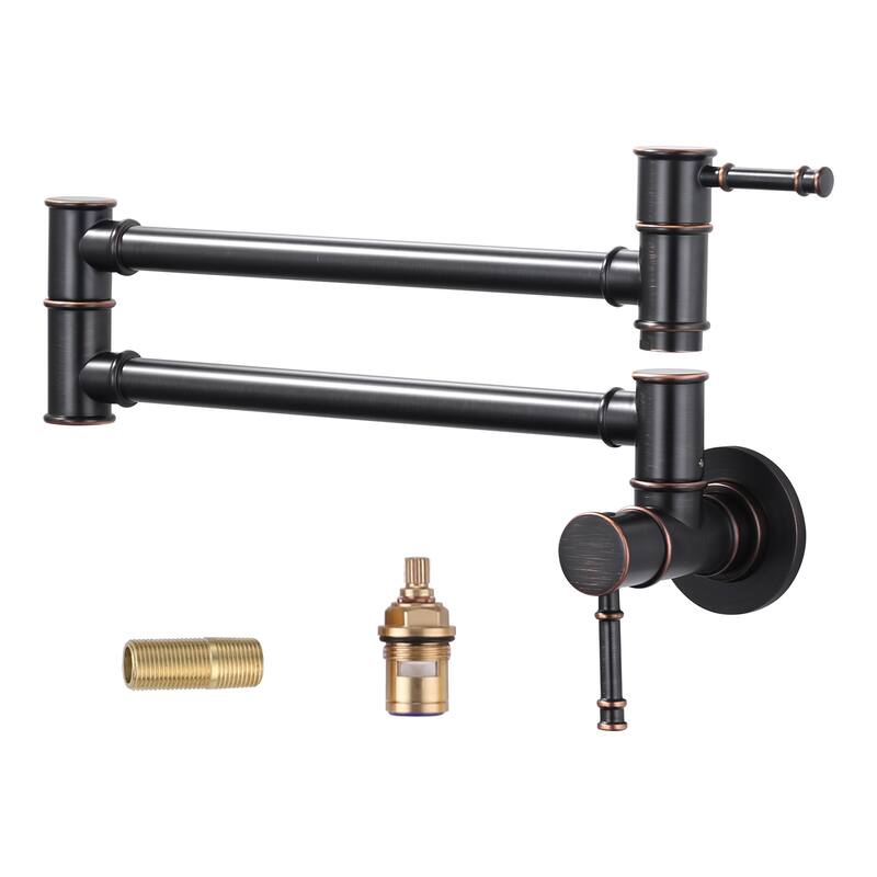 WOWOW 23.5-inch Wall Mount Pot Filler with Double Handle - Oil Rubbed Bronze