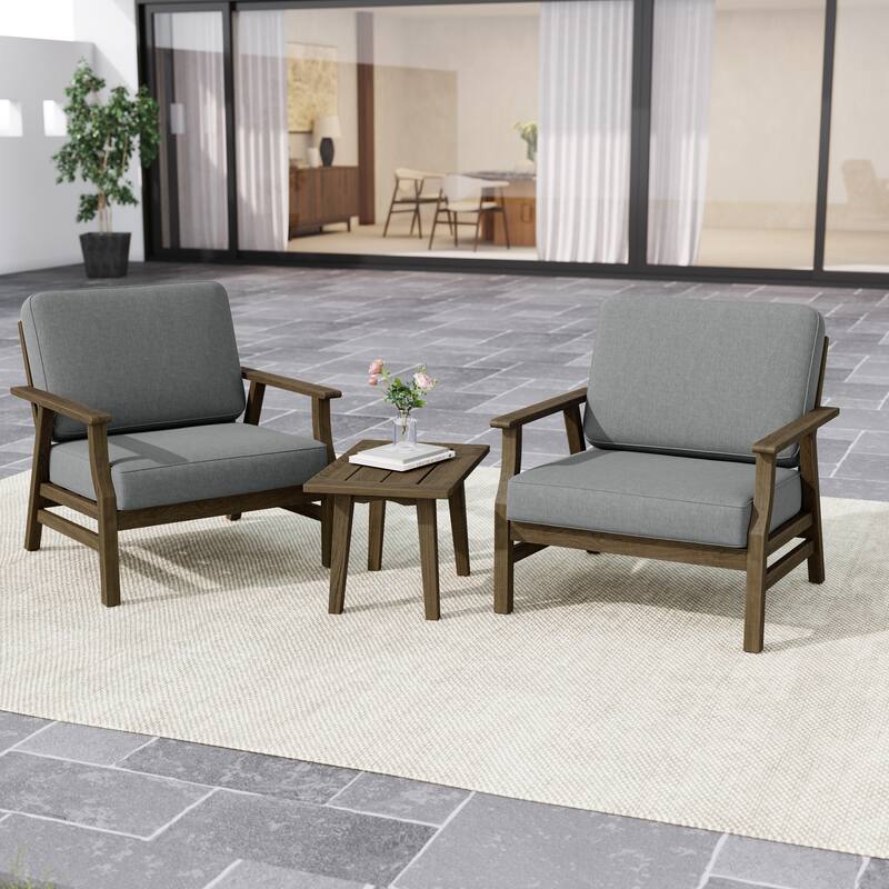 3-piece Cushioned Outdoor Club Chiars With Side Table