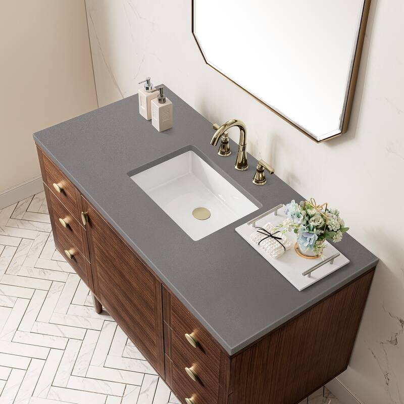 James Martin Vanities Amberly 48" Single Vanity, Mid-Century Walnut
