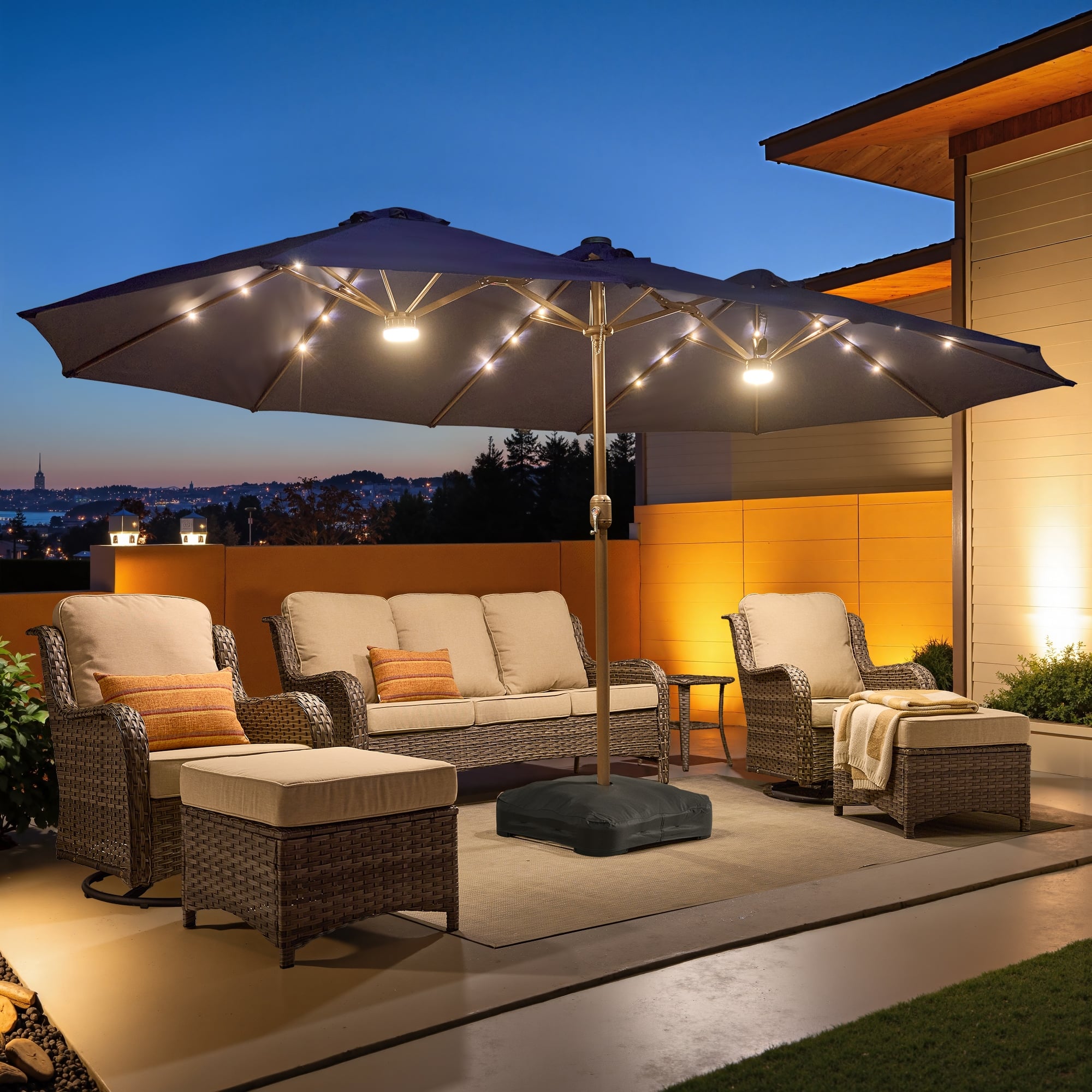 best solar patio umbrella LED Offset 10 ft of shade which means more room between you Best Choice Products 10ft 3-Tier