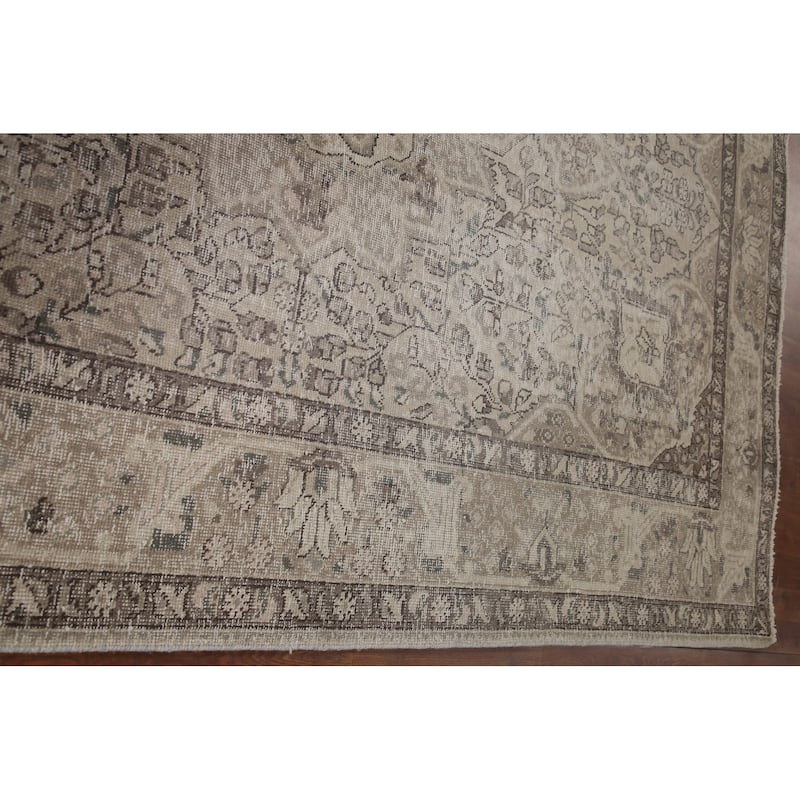 Distressed Tabriz Persian Antique Rug Handmade Oriental Wool Carpet - 6'7" x 9'2"