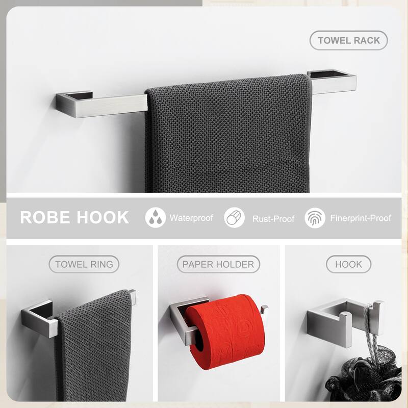 WOWOW Modern Style 4-Piece Bathroom Hardware Set with Installation Accessories