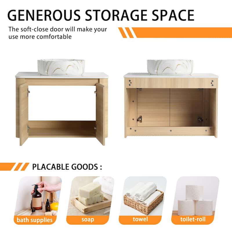 Bathroom Vanity With Sink In 24/30 Inch, Floating Bathroom Vanity With Soft Close Door