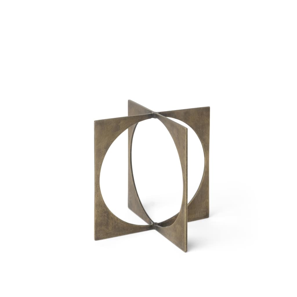 Burnished Gold Metal Circle Square Sculpture