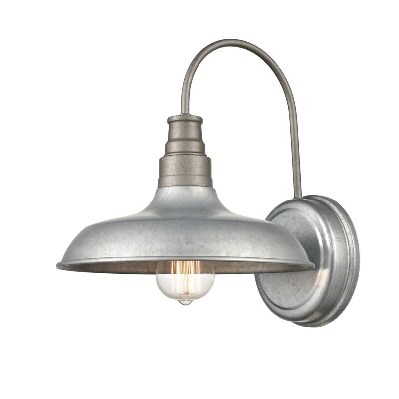 Metal Outdoor Wall Sconce - 1 Light - Galvanized